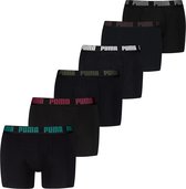 Zes zwarte Puma boxershorts met gekleurde Puma logo band.