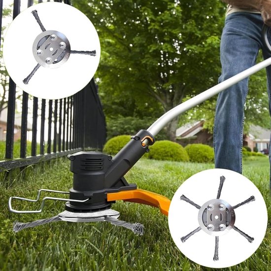 2 stuks voor grastrimmer van staaldraad, tuinkop, voor borstels en grasmaaiers, op batterijen werkende onkruidborstel, wiel, wildkegel, mos met knopen, grasmaaier van Merkloos	 — afbeelding 2