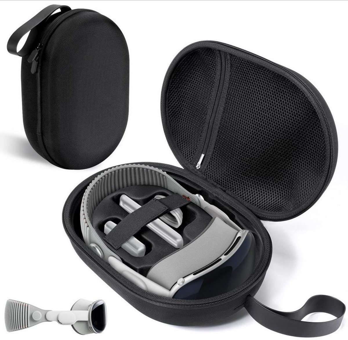 CoBak Hard Carrying Case voor Vision Pro – Compacte Beschermhoes met Opbergvakken – Zwart
