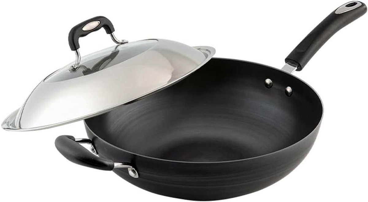 Wok Pan - Roerbakpan IJzer - Aziatisch Koken - Snelle Warmteoverdracht - 34CM - Zwart