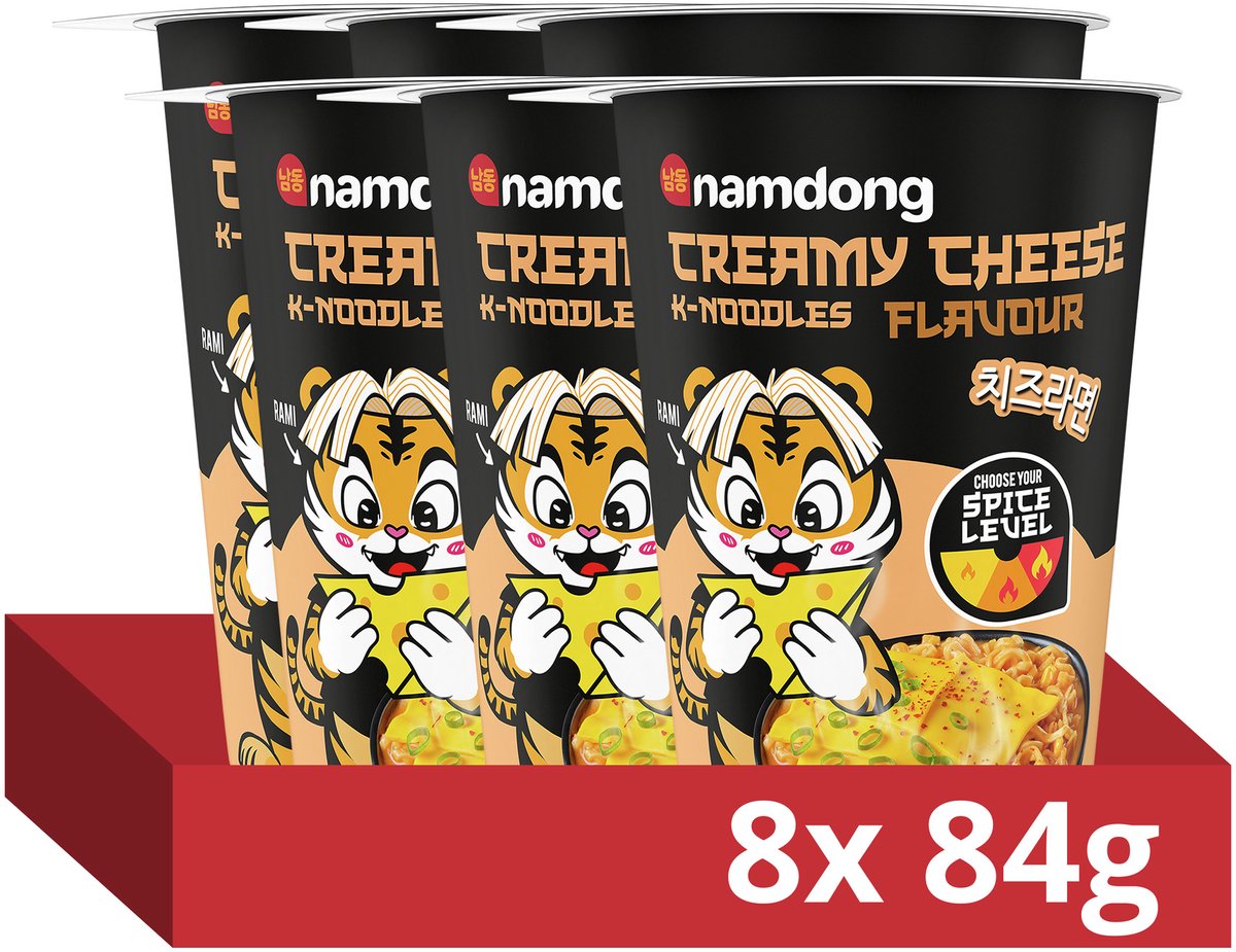 Namdong Instant Noodles - Creamy Cheese - noedels met een romige kaassmaak op Koreaanse wijze - 8 x 84 g