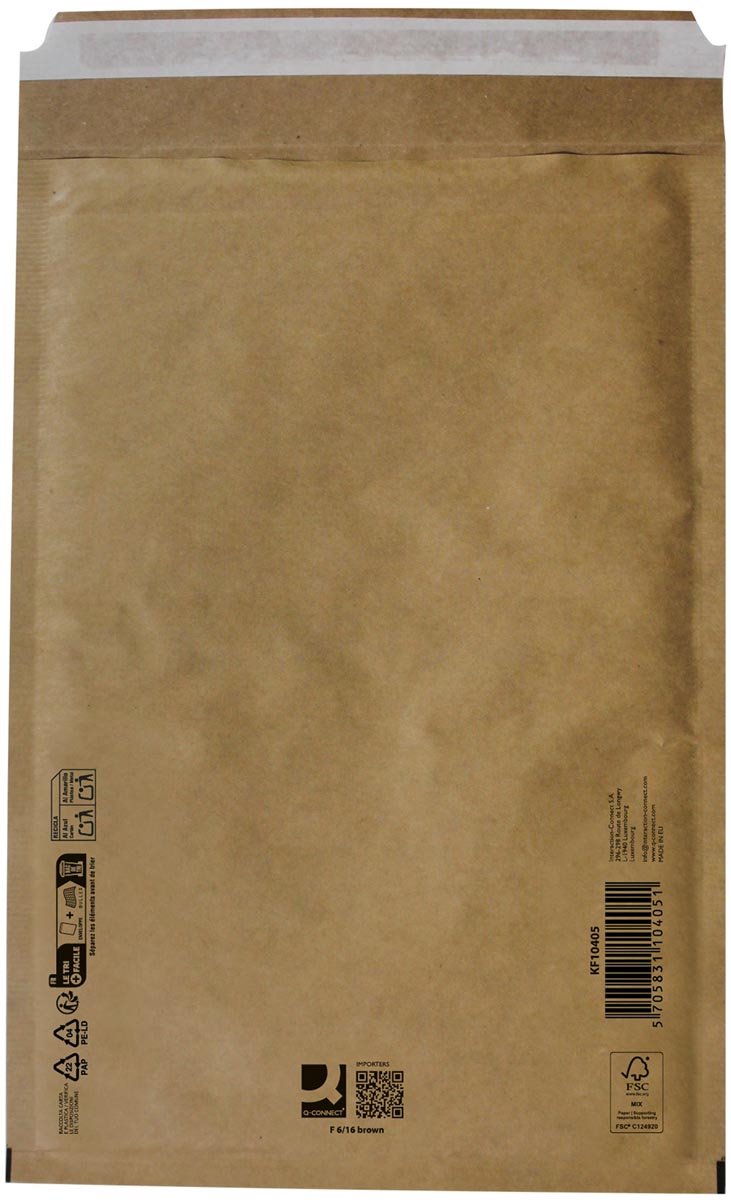 Q-CONNECT luchtkussenenveloppen, bruin, 6-F, 240 x 350 mm, doos van 100 stuks
