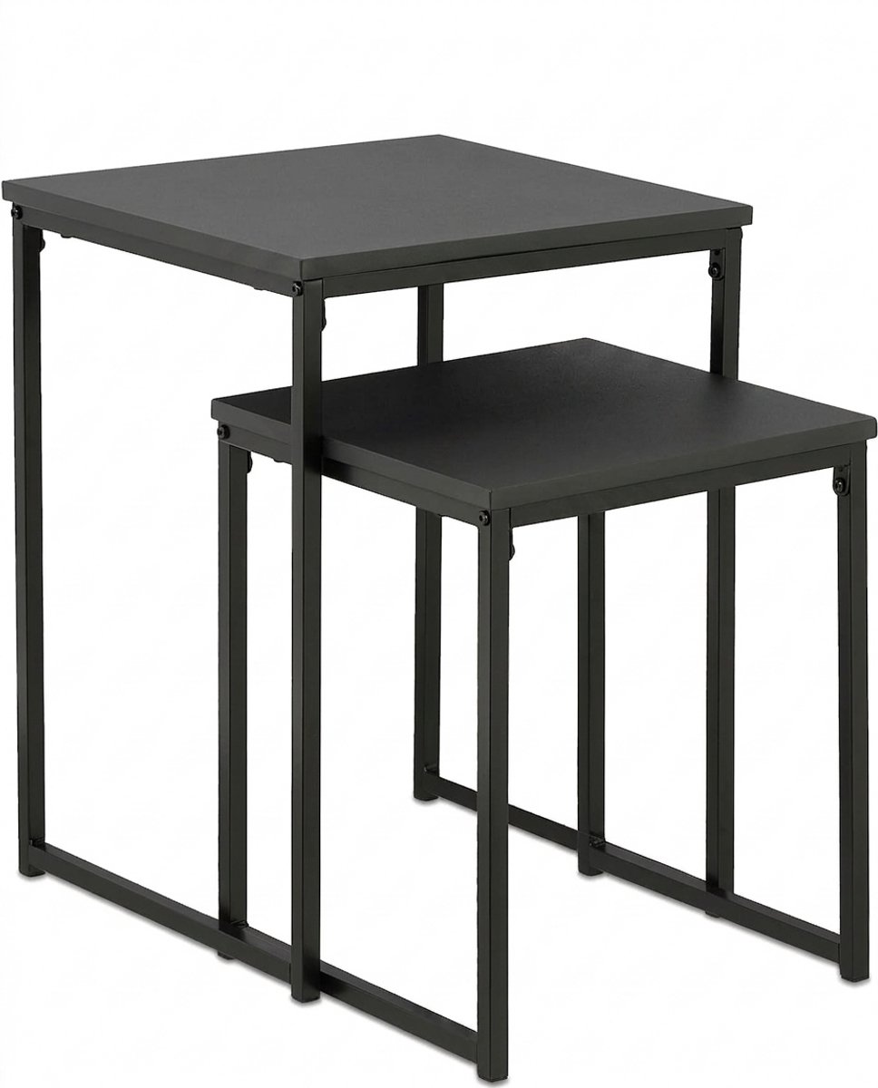 Salontafel - Geschikt voor Woonkamer, Thuiskantoor & Buiten - Stijlvolle Salon Tafel en Sidetable - Set van 2 - Zwart - van Imperatoris