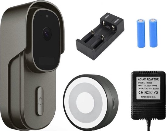 DrPhone LM4-B Video Deurbel met Camera – Full HD 1080p – Binnenbel – Batterij & 18V Bedraad – WiFi App – Nachtzicht – SD-kaart + Batterijlader