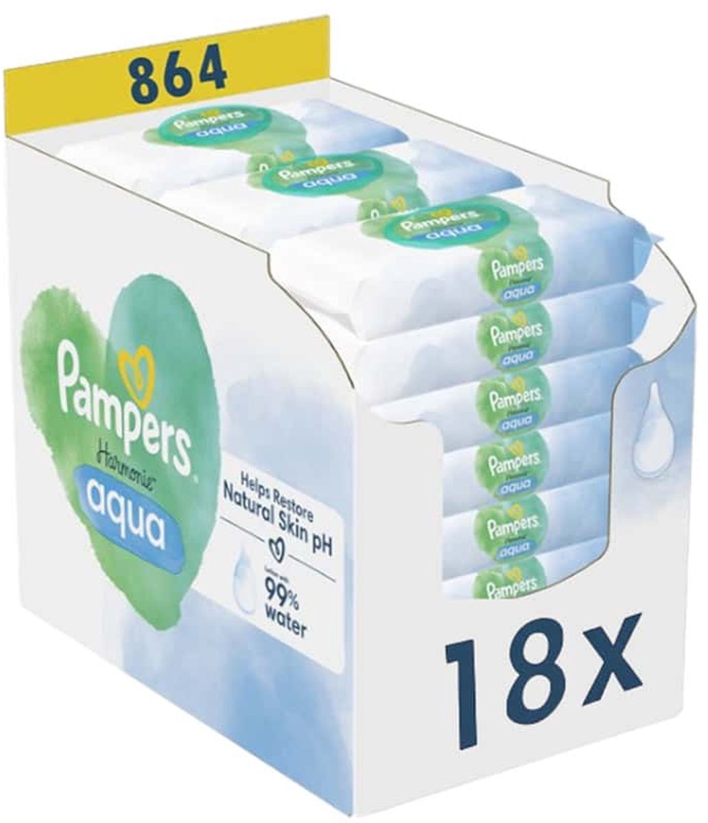 Pampers Harmonie Aqua Billendoekjes Paw Patrol - 18 x 48 stuks - Voordeelverpakking