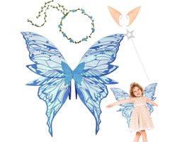Feeën Vleugels Set - Kostuum Accessoires - Rollenspel Feest - Compleet met Hoofdtooi - 80x75cm