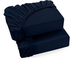 Utopia Bedding Set of 2 Fitted Sheets 35cm Deep, Easy Care Soft Brushed Microfiber Fabric, Shrink and Fade Resistant (90 x 190cm, Navy Blue)