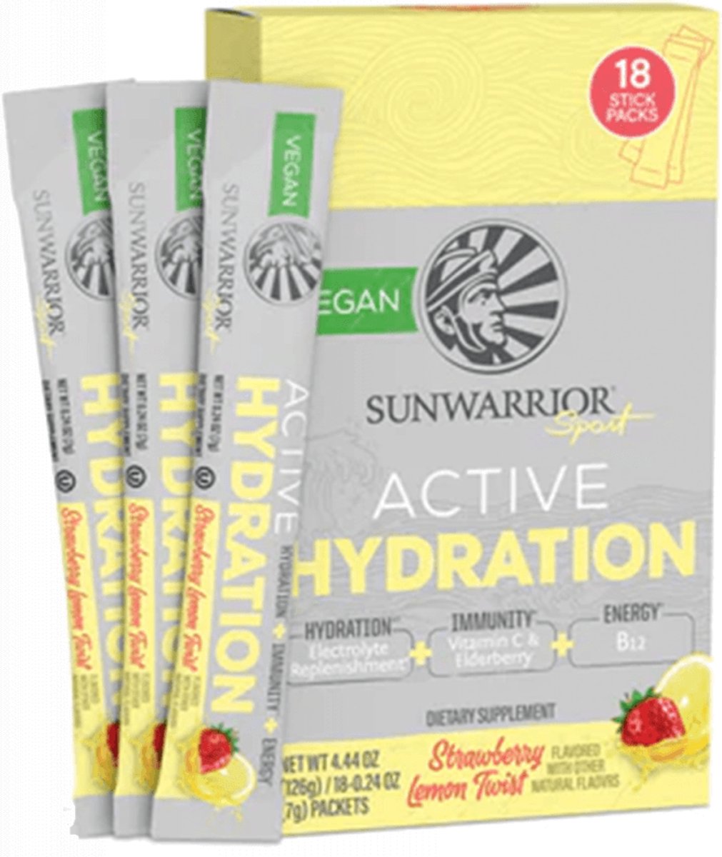 Sunwarrior Active Hydration Stick Packs (18x7g) Strawberry Lemon Twist - Intra- & Post-Workout - Intra-Workout