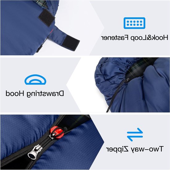 Slaapzak voor 3-4 seizoenen, -5°C flanel en 20°C polyester, waterdicht en warm voor kamperen, binnen en buiten gebruik. — afbeelding 5
