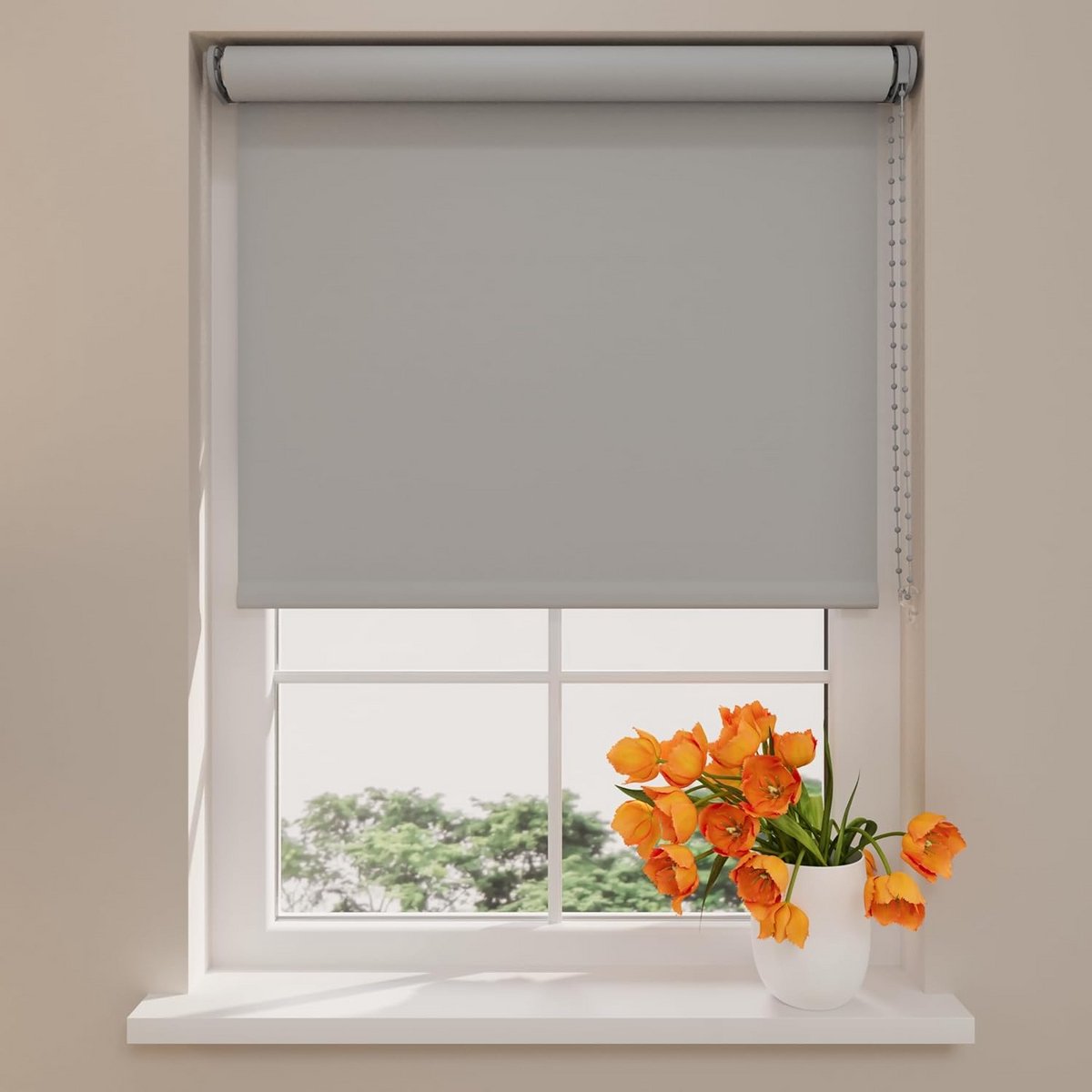 Radeco Blackout Roller Blind - Easy Match - Light Grey - 200 x 190 cm - Roller Blind witho