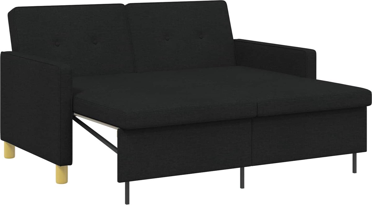 vidaXL Uittrekbare - Slaapbank - Zwart - Stof