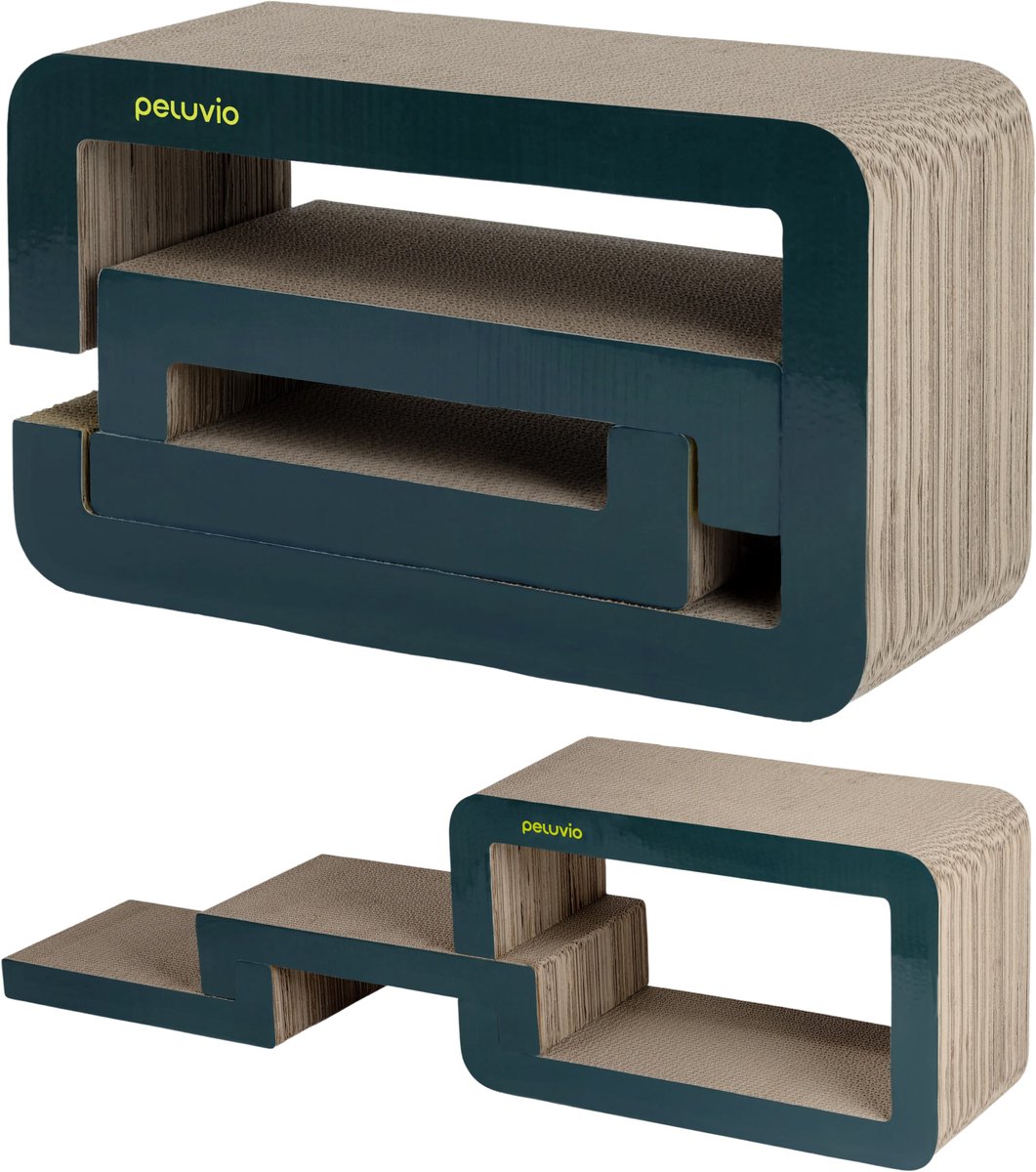 Peluvio Clawy – Modulaire Kartonnen Krabplank voor Katten – Zacht voor Delicate Pootjes – 3-in-1 Krabplank, Ligplek & Tunnel – Lichtgewicht Design – Klaar voor Gebruik
