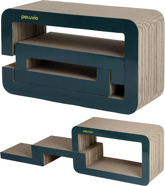 Peluvio Clawy – Modulaire Kartonnen Krabplank voor Katten – Zacht voor Delicate Pootjes – 3-in-1 Krabplank, Ligplek & Tunnel – Lichtgewicht Design – Klaar voor Gebruik