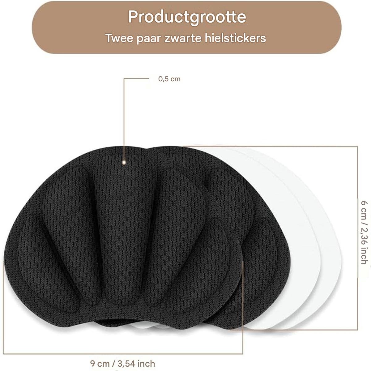 carmdering - Hielbeschermers/inlegzolen |Hielzooltjes | Verdikt hielkussen | Kleur Zwart + Beige | Hielbeschermers | Te grote schoen opvullen | Anti-slip | Schoenmaat Universeel | Hiel beschermers |Hielkussens-2 paar