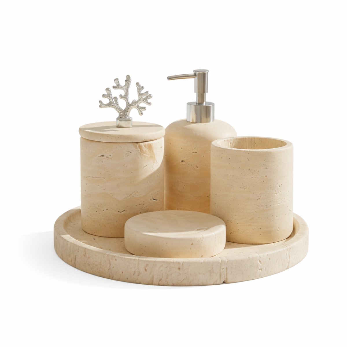 Marmoree - Travertin - Badkamerset - 5 delig - Beige