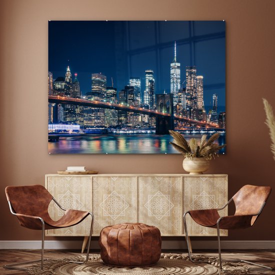 Peintures sur verre - New York - Nuit - Pont de Brooklyn - 160x120 cm - Peintures Plexiglas