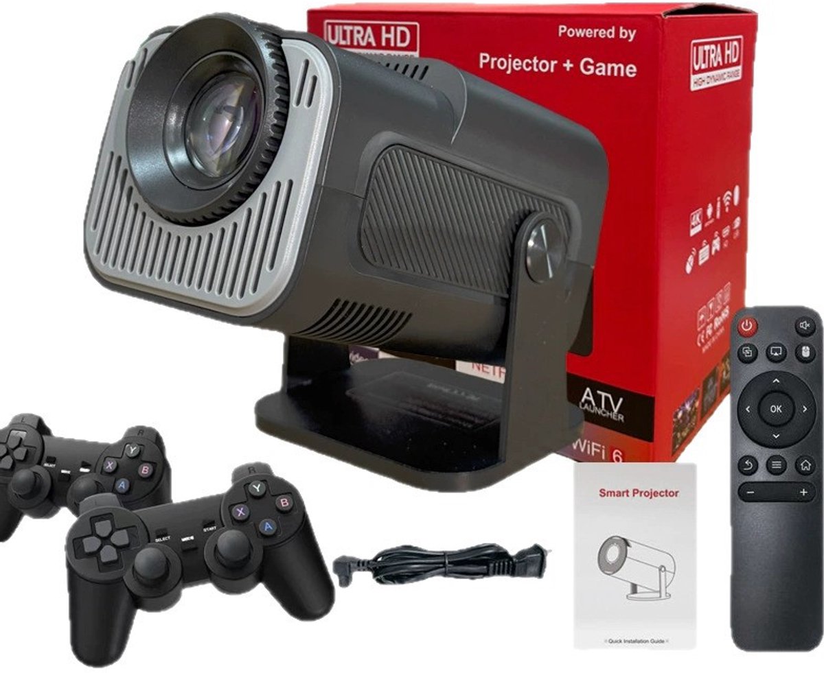 HY520 Mini-projector met Bluetooth 5.0 en WiFi 6 – 30–150 inch projectie, 720P HD draagbare projector met automatische keystone-correctie – voor overtrekken, schetsen en gebruik in thuisonderwijs