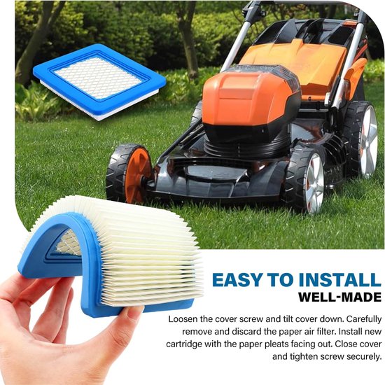 4 stuks - inclusief 2 Grasmaaier Luchtfilter en 2 Bougie - Grasmaaier Bougie- 491588S Luchtfilterpatroon- Compatibel met Briggs en Stratton 491588 491588S 4915885 399959 PT15853 — afbeelding 4