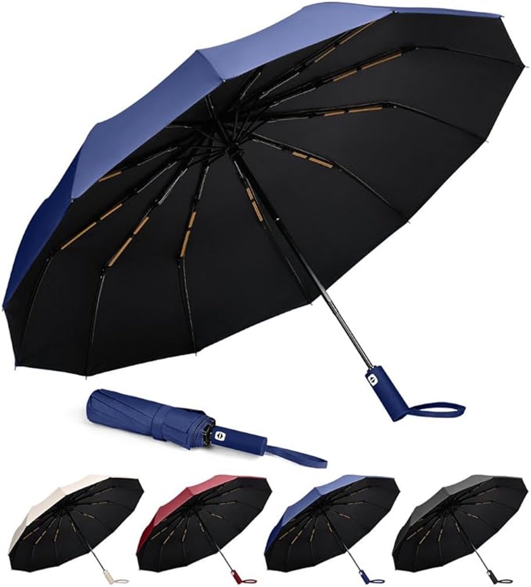 VHV - Paraplu - Paraplu opvouwbaar - Stormbestendige reisparaplu - Automatisch openen/sluiten - Klein en compact - Draagbare paraplu voor mannen en vrouwen - Beige