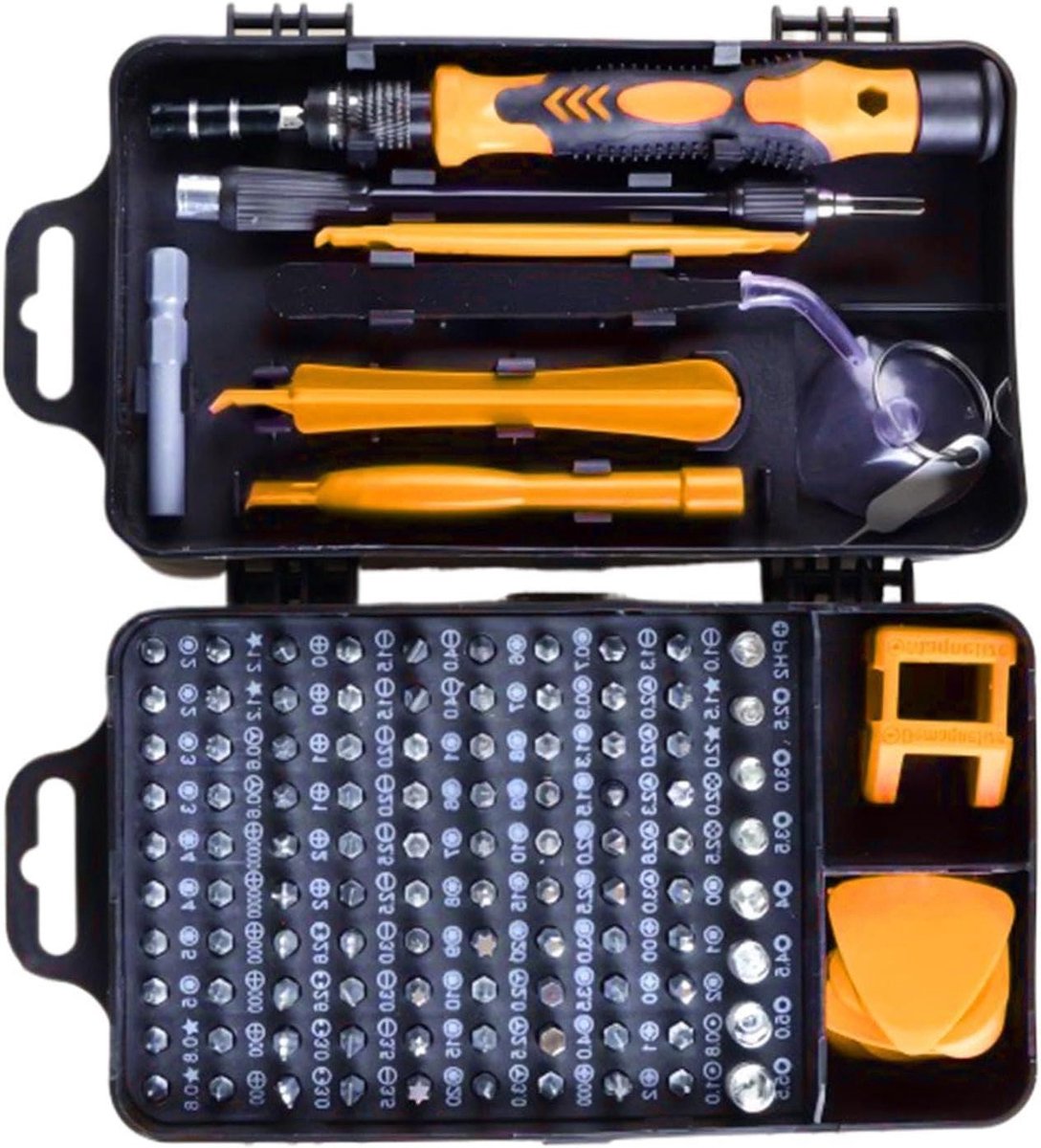 Precisie Schroevendraaierset - Multifunctioneel Gereedschap - Kleine Reparatie Klussen - 115 Delige Set - Ca. 16 cm - Grijs