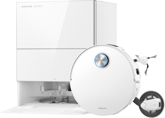 Dreame Robotstofzuiger X60 Pro Ultra Complete Wit | 42.000 Pa | Uitschuifbare arm tot 18 cm | Zelfreinigende dweil | Automatisch legen & bijvullen | Hoeken & muurranden | Huisdieren | AI navigatie | Obstakelherkenning | Allergie | Anti-klit |