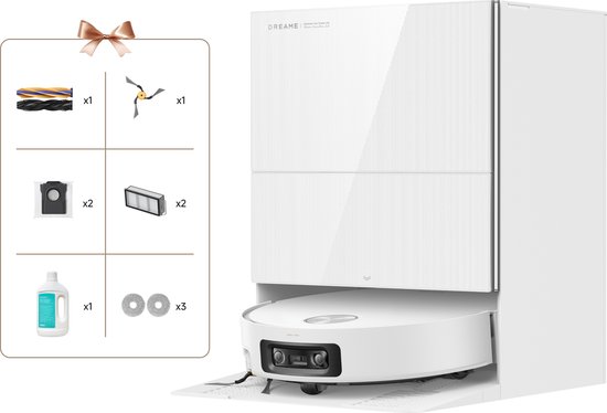 Dreame Robotstofzuiger X60 Pro Ultra Complete Wit | 42.000 Pa | Uitschuifbare arm tot 18 cm | Zelfreinigende dweil | Automatisch legen & bijvullen | Hoeken & muurranden | Huisdieren | AI navigatie | Obstakelherkenning | Allergie | Anti-klit |