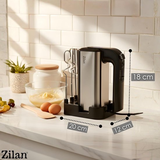 Elektrische Handmixer - Keukenmixer - Bakken en Koken - 500 Watt Kracht - 10 Liter Capaciteit - Zilver Zwart van Merkloos — afbeelding 4