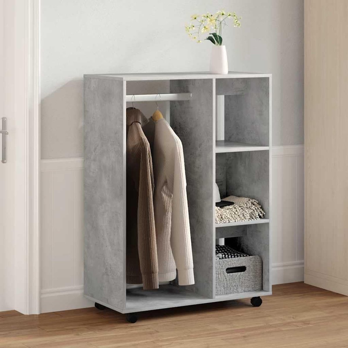 Kledingkast - Opbergkast - Kleding Opbergen - Verplaatsbaar Met Wielen - 80x40x110 cm - Be
