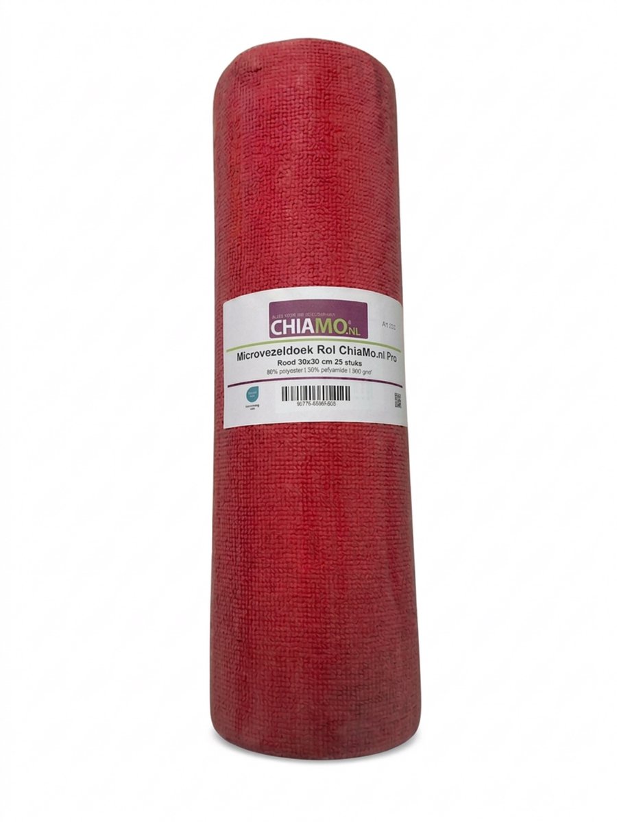 Microvezeldoek Rol ChiaMo.nl Pro Rood 30x30 cm (25 stuks)