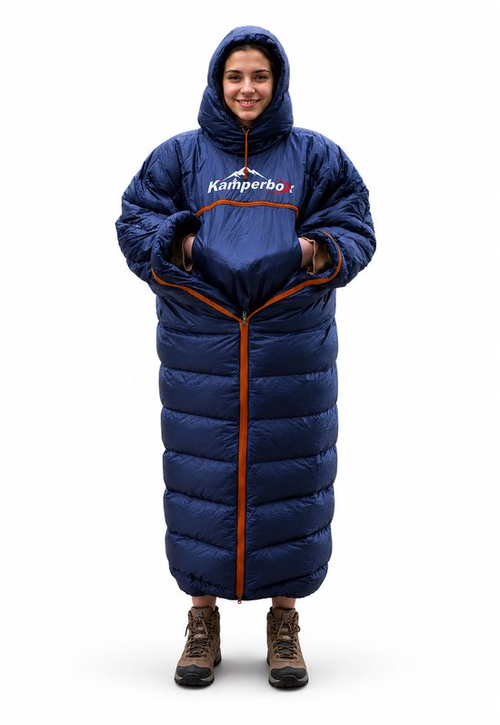 Draagbare Slaapzak Poncho - 3 in 1 Camping Deken en Outdoor Poncho - Lichtgewicht - Waterafstotend - Blauw van Merkloos — afbeelding 3