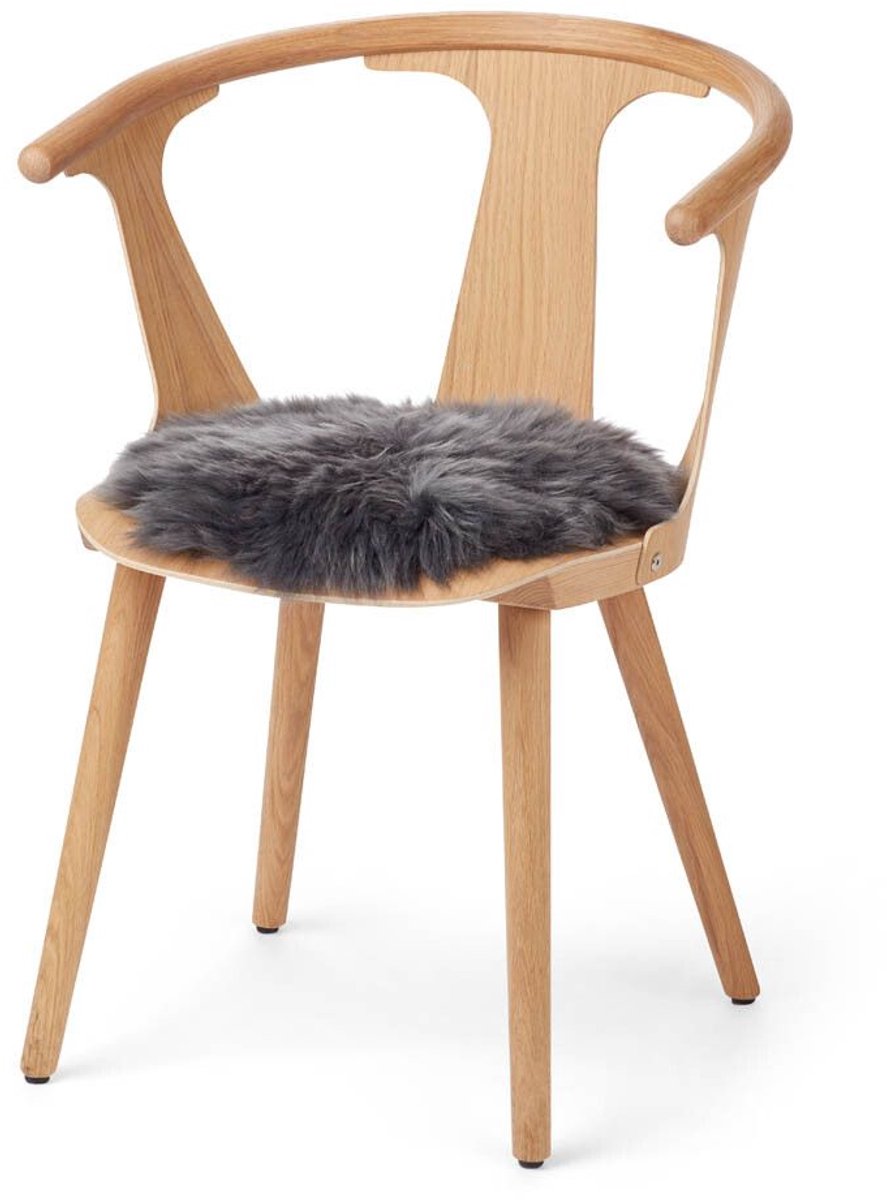 Sheepskin House Stoel Cover Premium - Langharig - Nieuw Zeeland - D34cm Steel