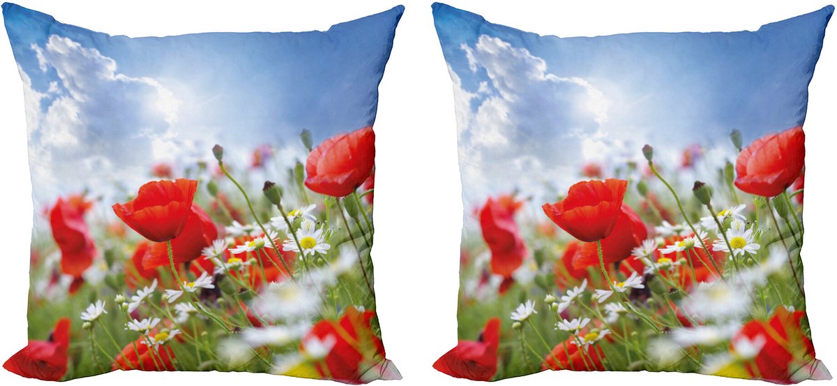 ABAKUHAUS Countryside kussenhoezenset (2 stuks), Lenteweide, 40 cm, veelkleurig