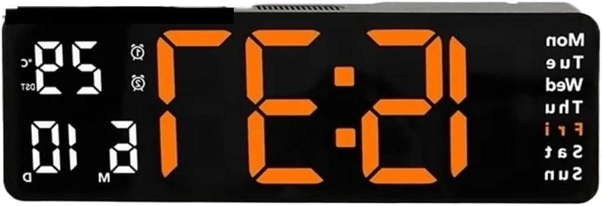 Digitale Wandklok - Wekker Temperatuur - Huisdecoratie - Afstandsbediening - 10x10mm - Oranje
