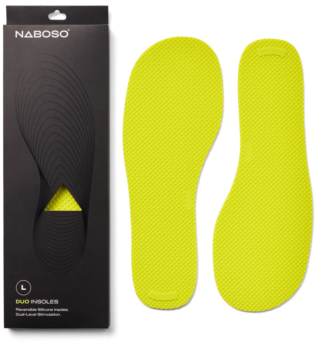 Naboso DUO Inlegzolen - Maat 43,5 tm 45 - Dubbelzijdige Zooltjes met Textuur - Silicone Inlegzolen ter Bevordering van Energie en Wendbaarheid