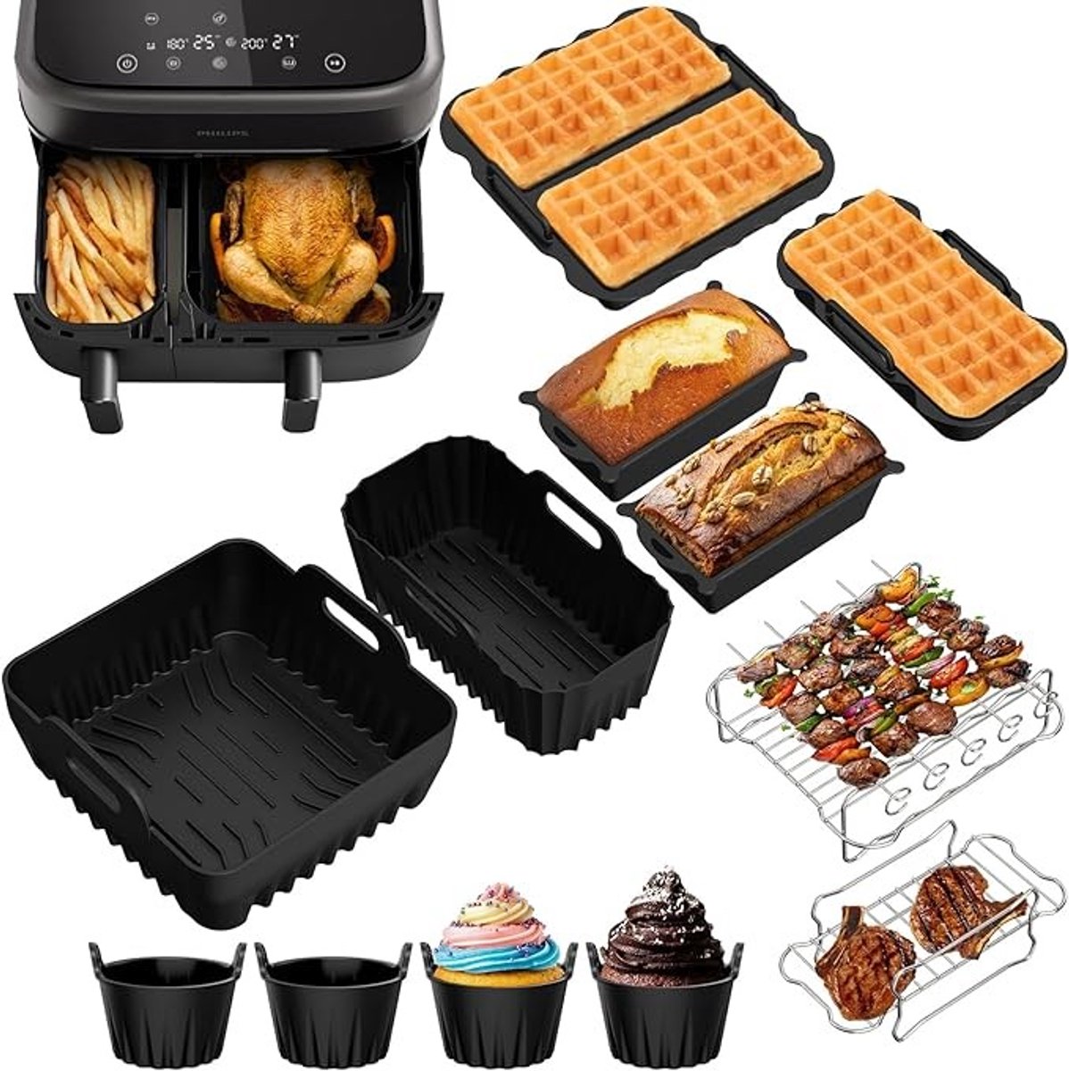 12-delige Airfryer Accessoireset voor Philips Dual Basket