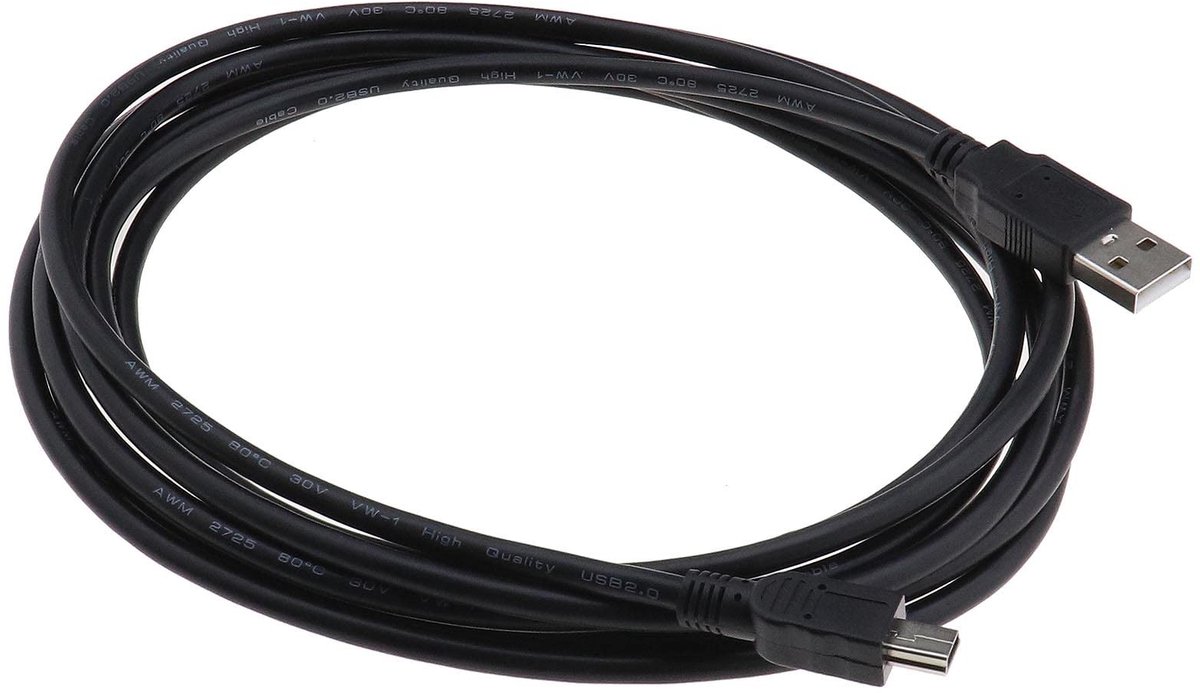 aladdien - USB naar Mini 5-pins kabel - 3 meter - Oplaadkabel - Gegevensoverdracht - Compatibel met microfoons - Ideaal voor Blue Yeti en Snowball iCE