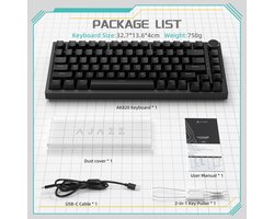 Mechanisch Toetsenbord met Knop, 75% ANSI-indeling, 81 Toetsen Gaming Toetsenbord, Hot-Swappable, Rode Schakelaars, Ice White Backlight, USB-C voor PC, Mac, PS5 en Xbox