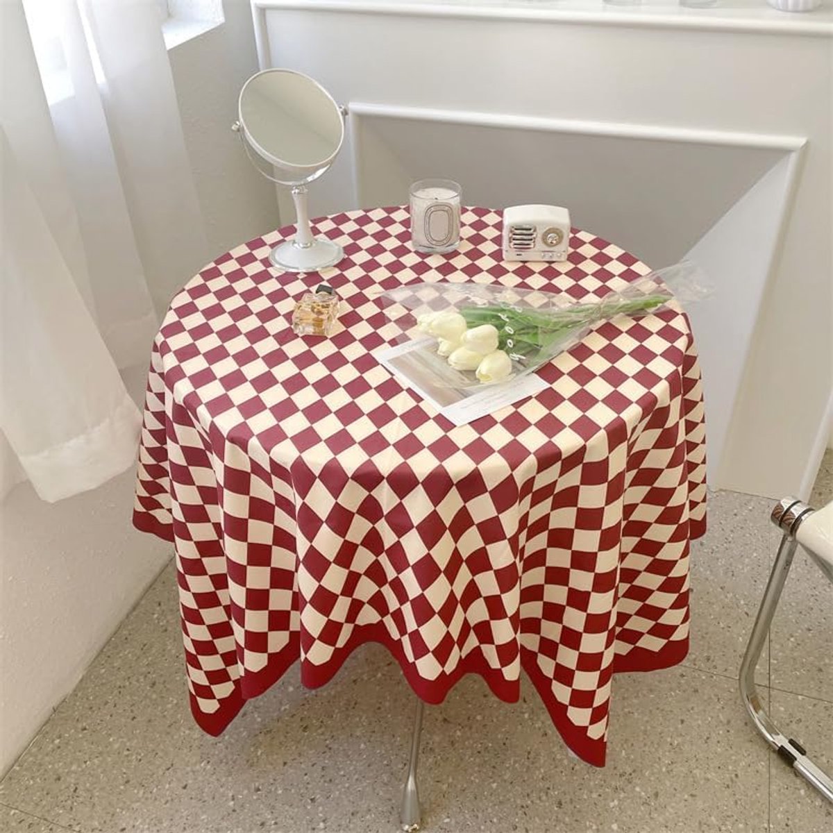 Geruite Tafelkleden - Tafelkleed Feestdecor - Tafel Aankleden - Met Kwastjes - 100x150 cm - Geel