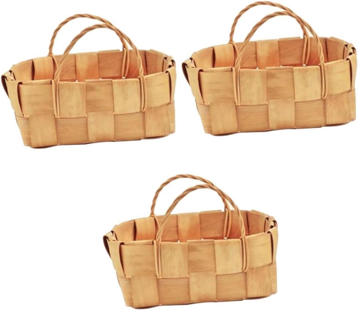 Opbergmanden Set - Mandjes met deksel - Thuis Organiseren - Handgeweven design - 3 stuks - Khaki