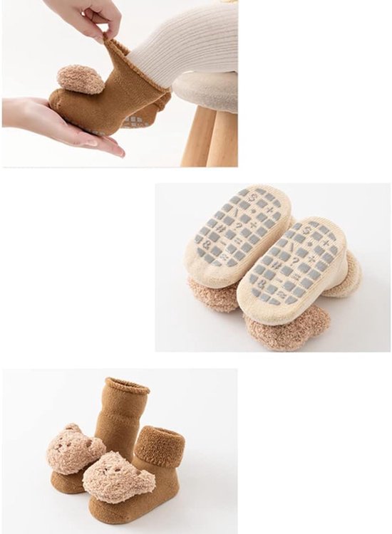 Babysokken - Warme sokken - Binnen spelen - Antislip zolen - 8-11 cm - Beige — afbeelding 5