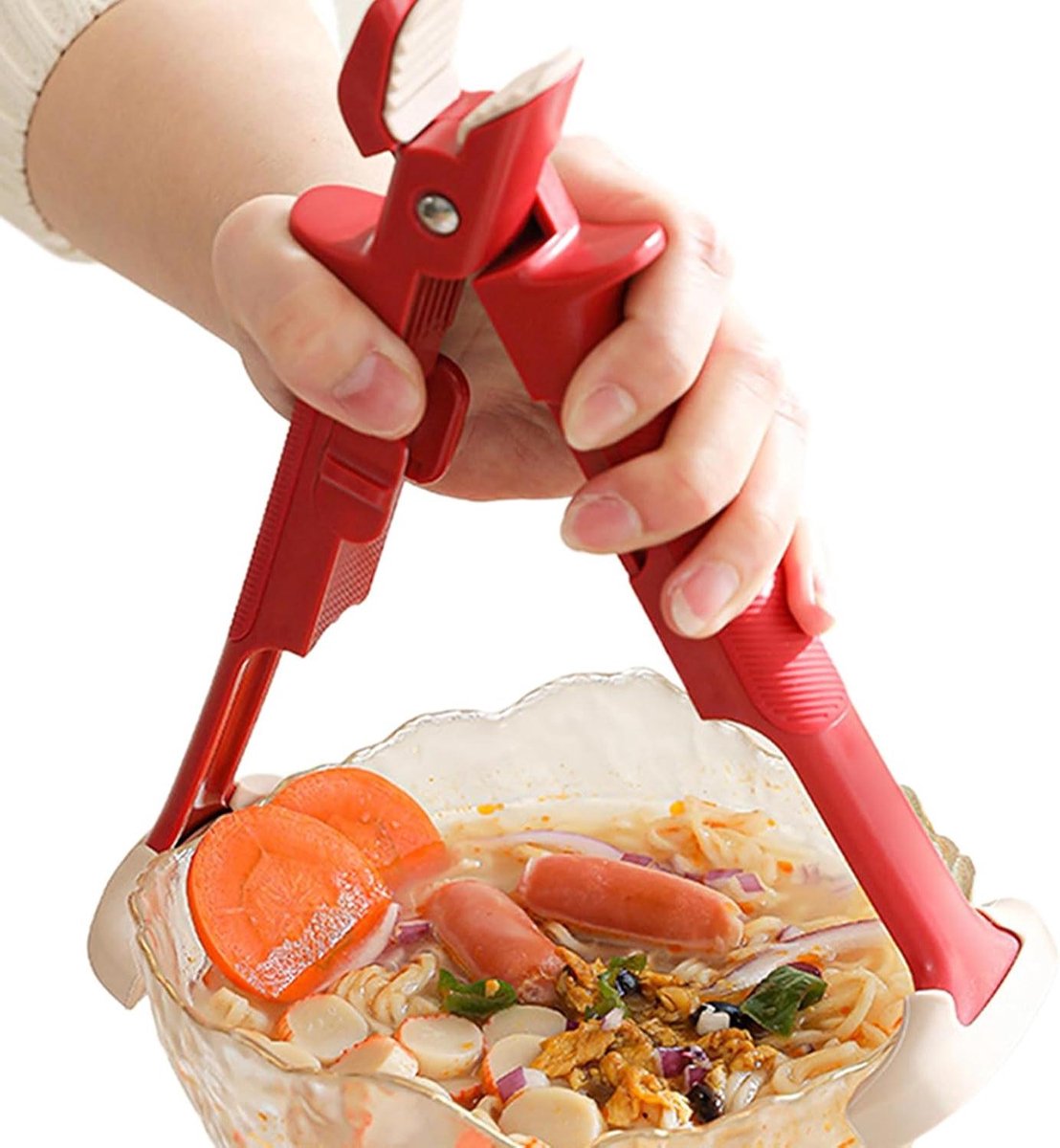 Hete Gerechten Klem - Komhouder Clip - Veilig Koken - 2-in-1 Ontwerp - 24.7 cm - Rood
