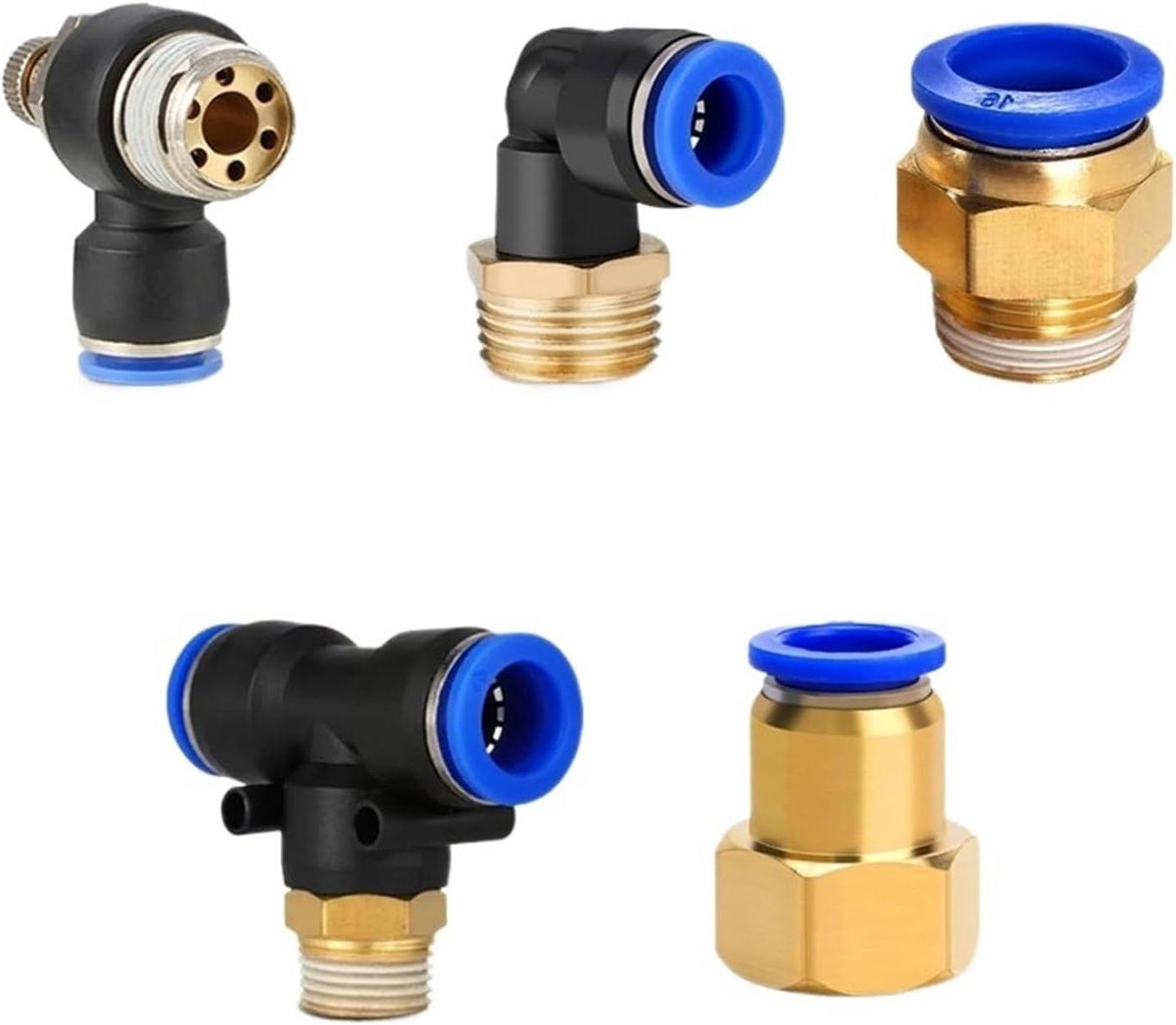 Luchtslangkoppeling Set - Perslucht Connector - Gereedschap Aansluiten - Snelle Koppelingsmethode - 5 Stuks - Grijs