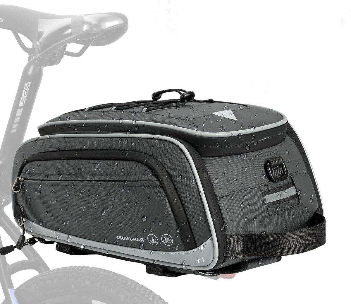 Fietstas Bagagedrager - Waterdichte Tas - Veilig Vervoeren - 3-in-1 Functionaliteit - 15 Liter - Grijs