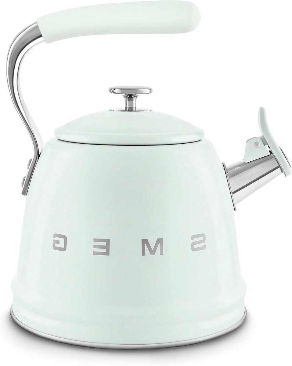 Waterkoker met fluitje - Theepot keuken - Water koken - Stijl uit de jaren 50 - 2.3 liter - Pastelgroen