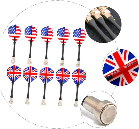 Magnetische Darts - Veiligheidspijltjes - Spel & Plezier - Vlag Design - 10 Stuks - Diverse Kleuren — afbeelding 4