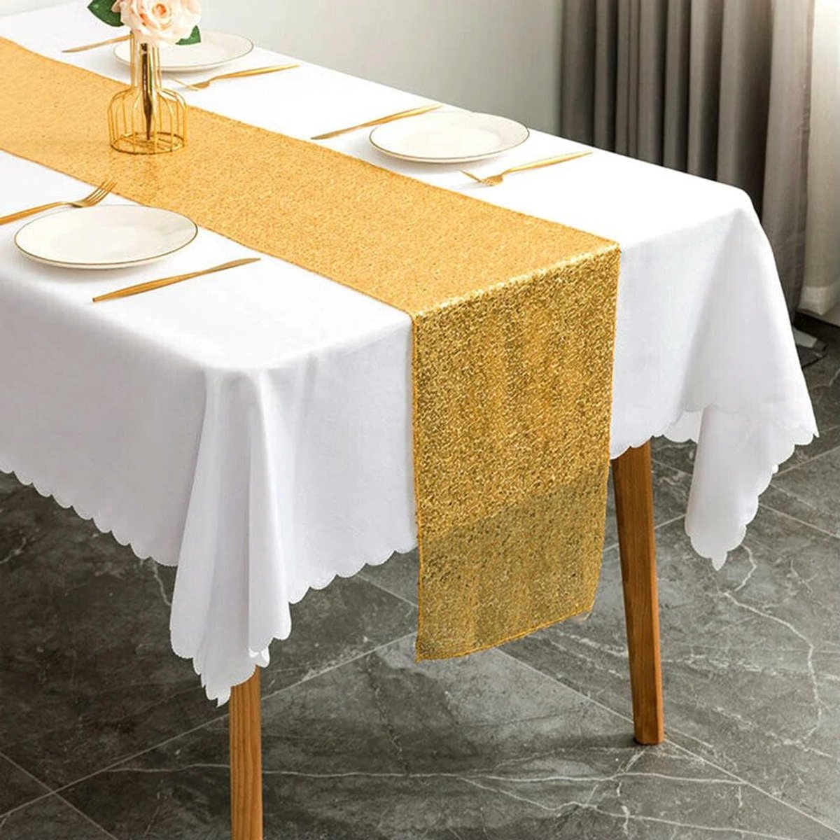 Tafelloper - Decoratieve loper - Feestelijke decoratie - Sprankelende pailletten - 30x120 cm - A
