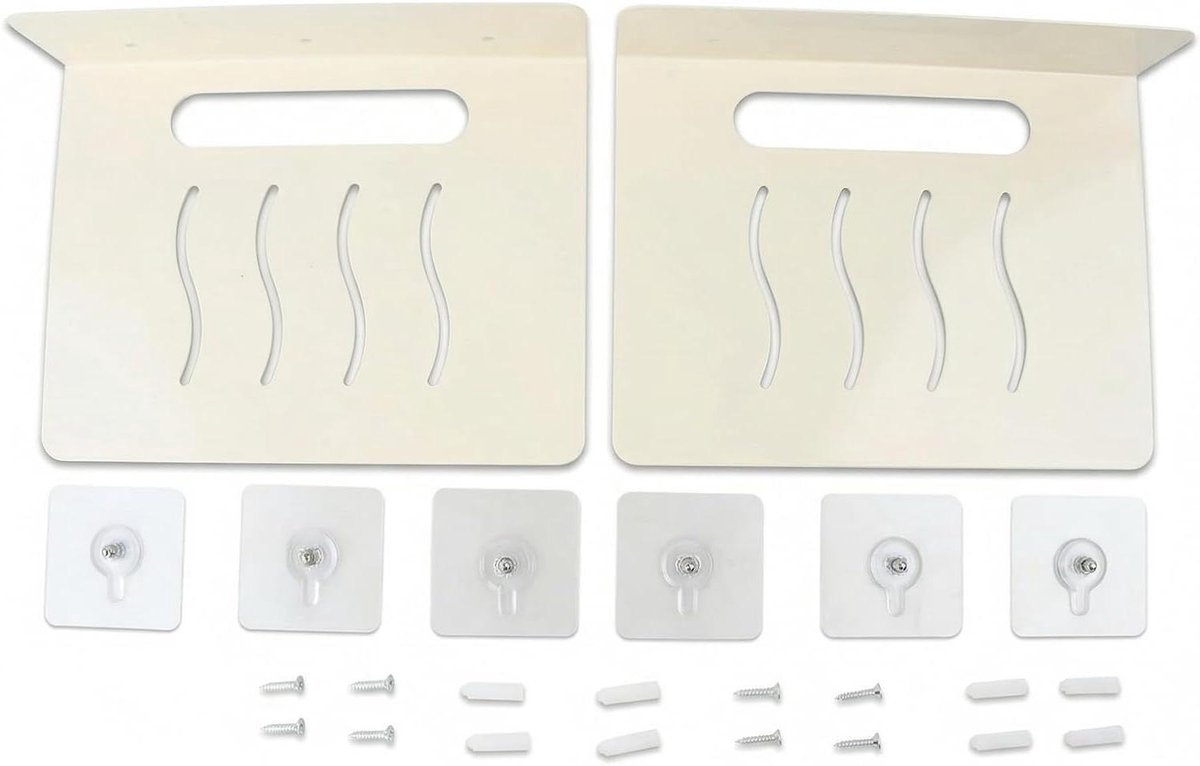 Wandplanken set - Zwevende planken - Ruimte organiseren - Boorvrije montage - 23 cm breed - Wit