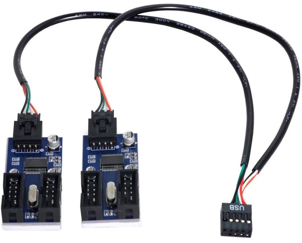 ONF3 - USB Header Hub - 1 naar 4 Vrouwelijke Extensie Kabel - Eenvoudige installatie - Geschikt voor computer - Ideaal voor uitbreiding - Zwart ...