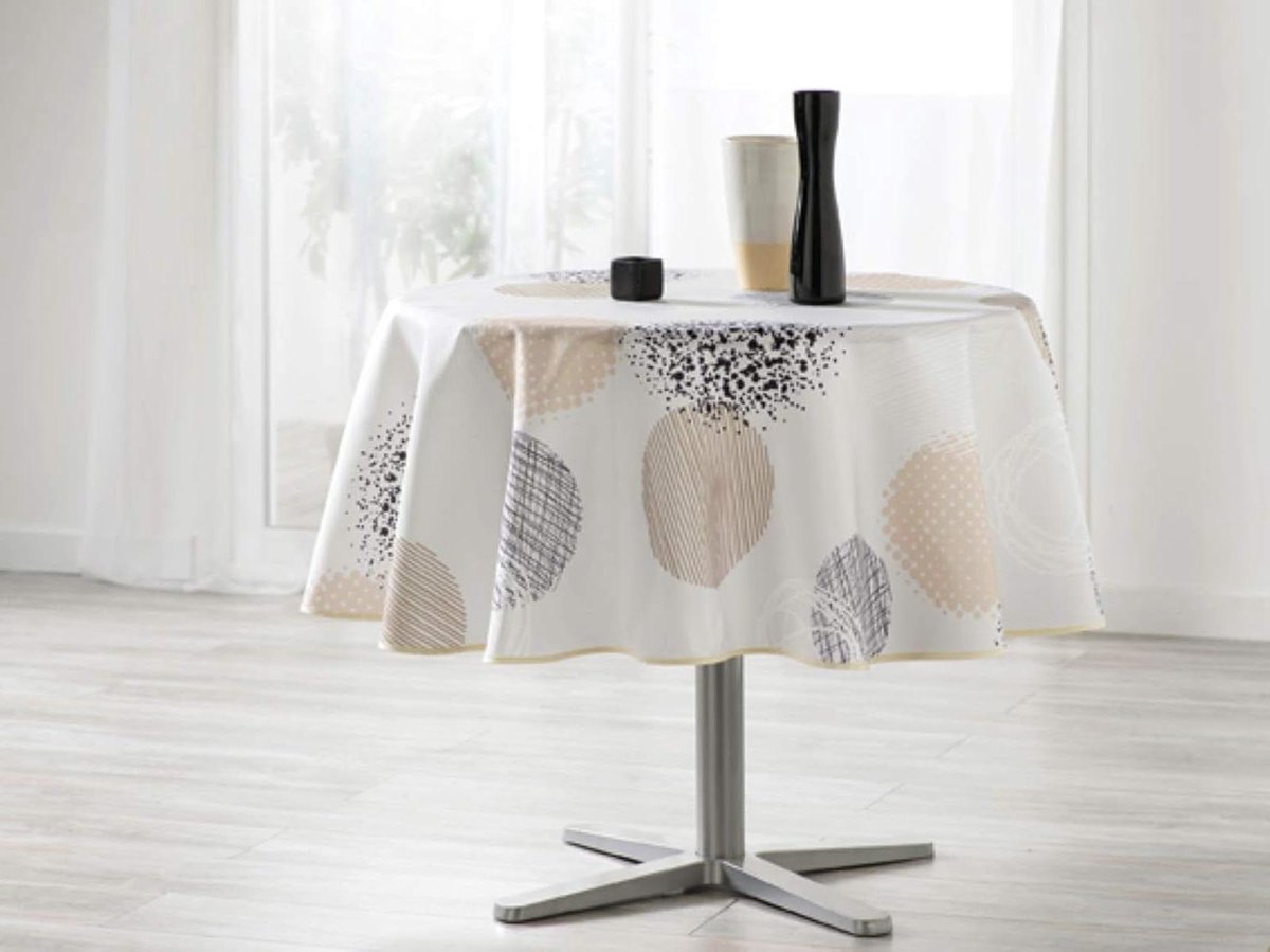 Tafelkleed Rond - Beschermer - Eettafel Dekken - Vuilafstotend - 160 cm - Beige