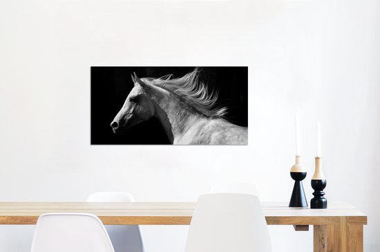 Aluminium schilderij 80x40 cm - Wanddecoratie metaal - Paarden - Dieren - Portret - Metalen muurdecoratie woonkamer - Decoratie industrieel - Foto op dibond - Industriële accessoires slaapkamer